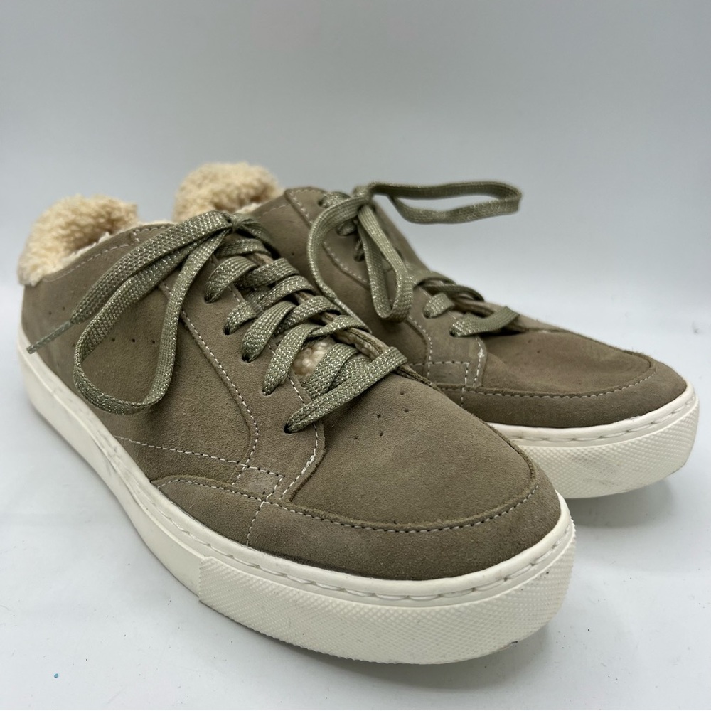 Dr Scholls ALL IN COZY Faux Shearling Leather‎ Sneaker Green Women’s Sz 10 NWOB